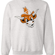 Texas Longhorns vintage grey sweatshirt with mascot design.