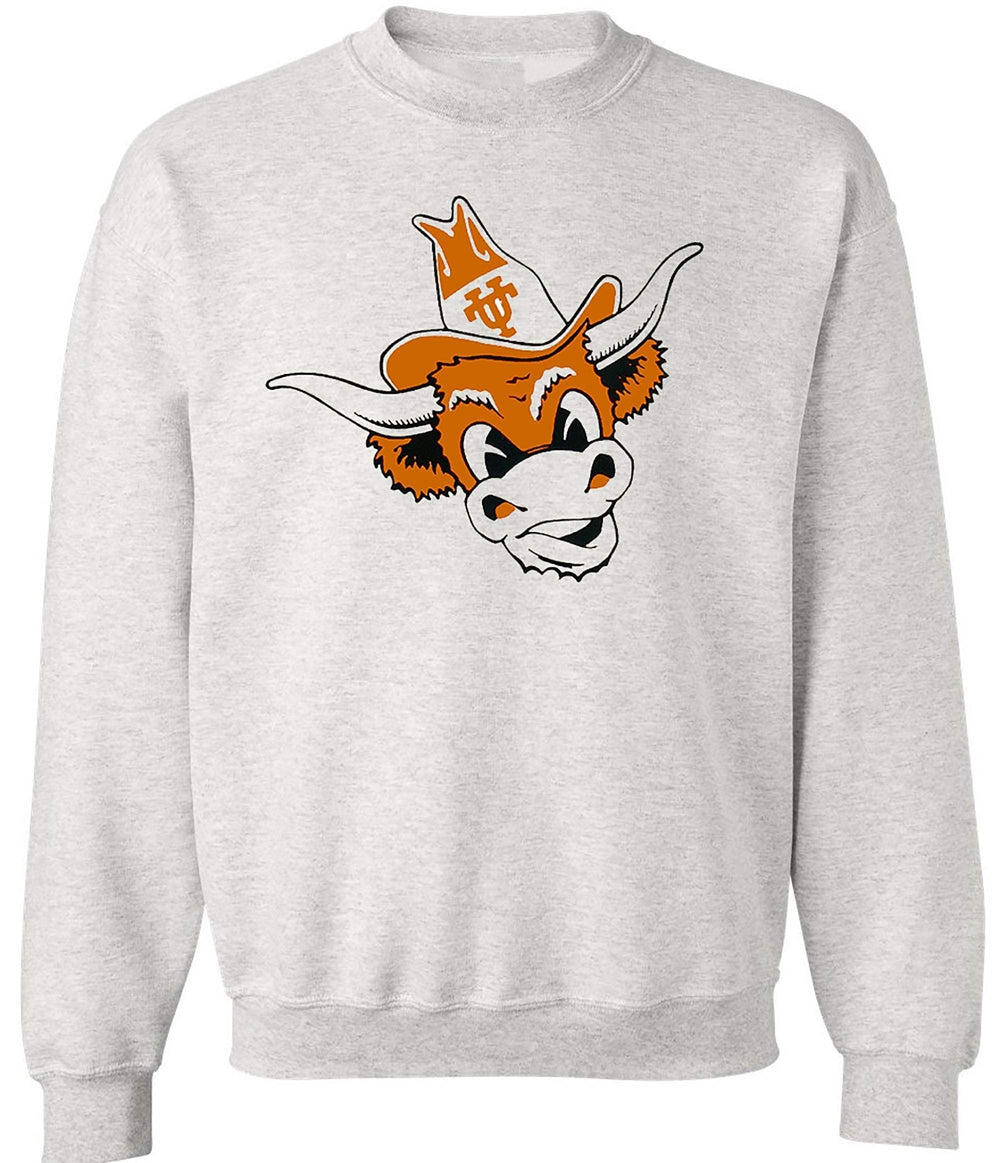 Texas Longhorns vintage grey sweatshirt with mascot design.