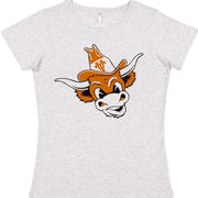 Texas Longhorns Vintage Booster Club tee in Old Skool Grey with Longhorn mascot design.