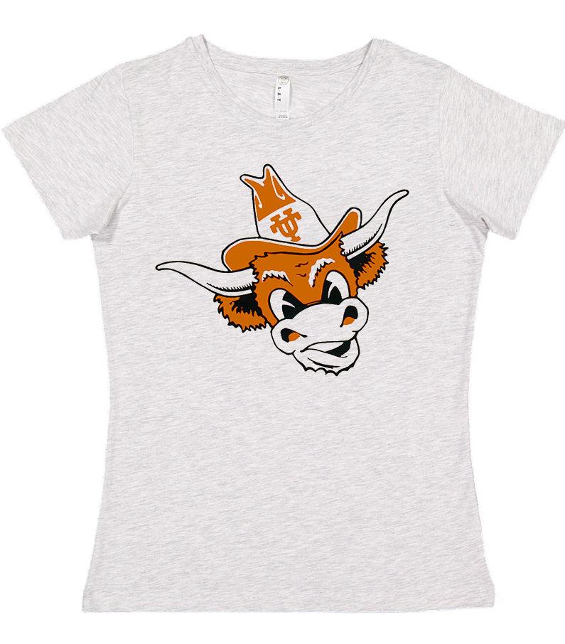 Texas Longhorns Vintage Booster Club tee in Old Skool Grey with Longhorn mascot design.