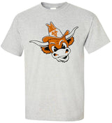 Texas Longhorns Vintage Booster Club tee in Old Skool Grey with a retro logo design.