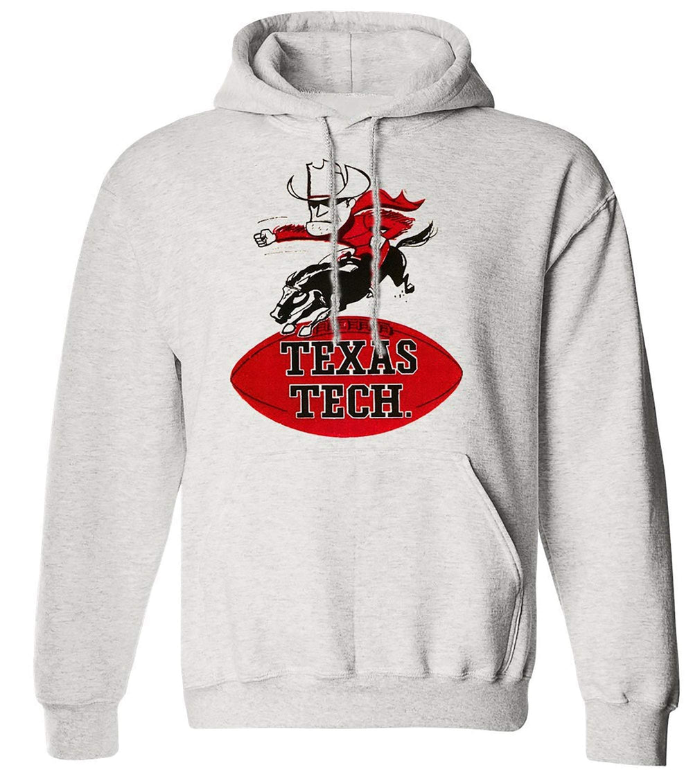 Texas Tech Vintage Booster Club sweatshirt in Old Skool Grey with graphic design and pouch pocket.