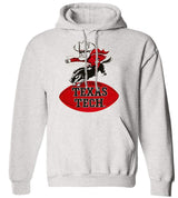 Texas Tech Vintage Booster Club sweatshirt in Old Skool Grey with graphic design and pouch pocket.