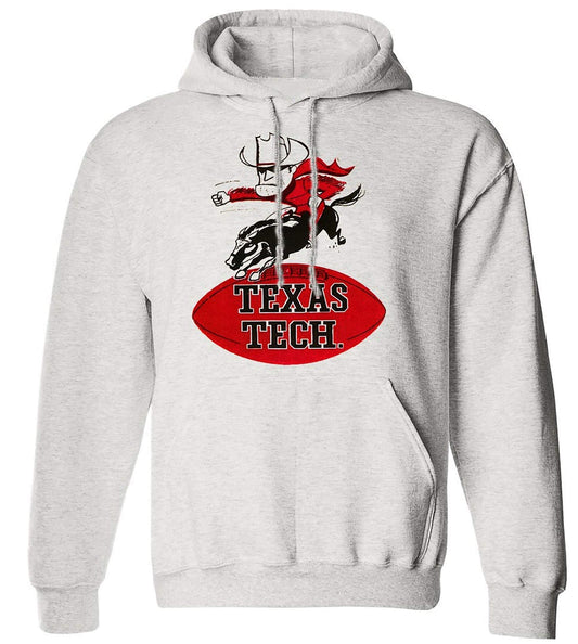 Texas Tech Vintage Booster Club sweatshirt in Old Skool Grey with graphic design and pouch pocket.