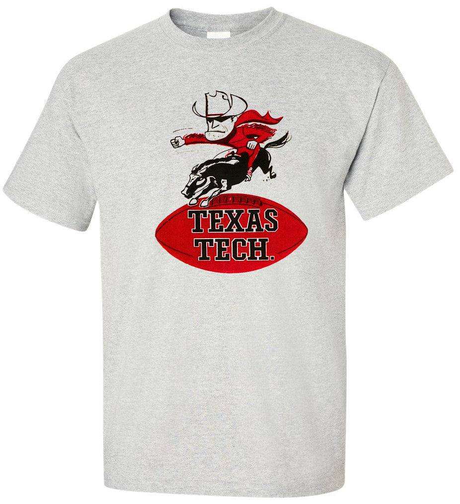 Retro Texas Tech Raiders vintage booster club tee on Old Skool Grey background.
