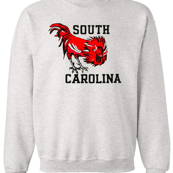 South Carolina Vintage Booster Club grey sweatshirt with rooster graphic.