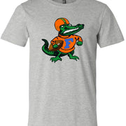 Florida Gators Vintage Booster Club football tee in Old Skool Grey with retro mascot graphic.