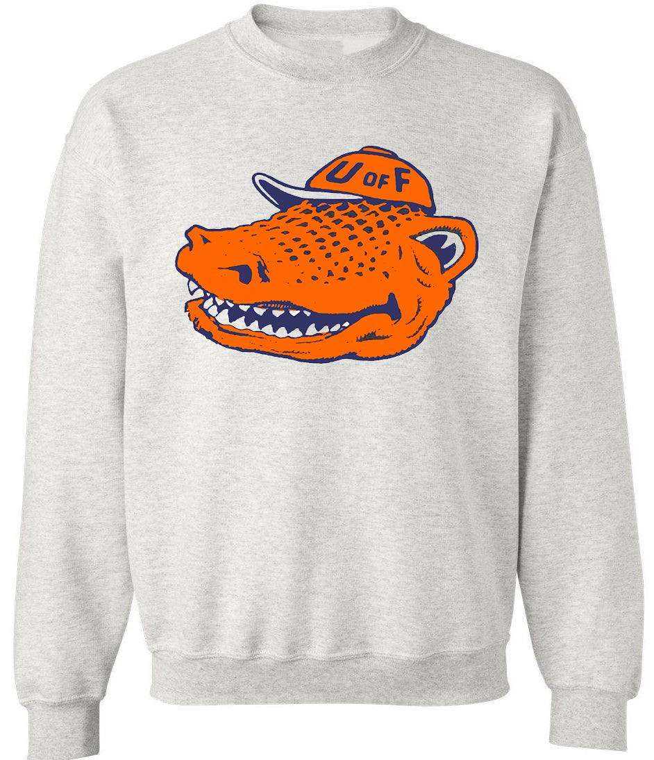 Florida Gators vintage booster club sweatshirt in Old Skool Grey with gator graphic.