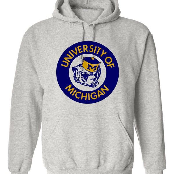 Michigan Vintage 1940s sweatshirt with University logo, unisex, Old Skool Grey.