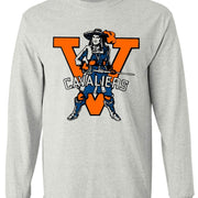 Virginia Cavs Vintage Booster Club Tee in Old Skool Grey with Cavaliers graphic.