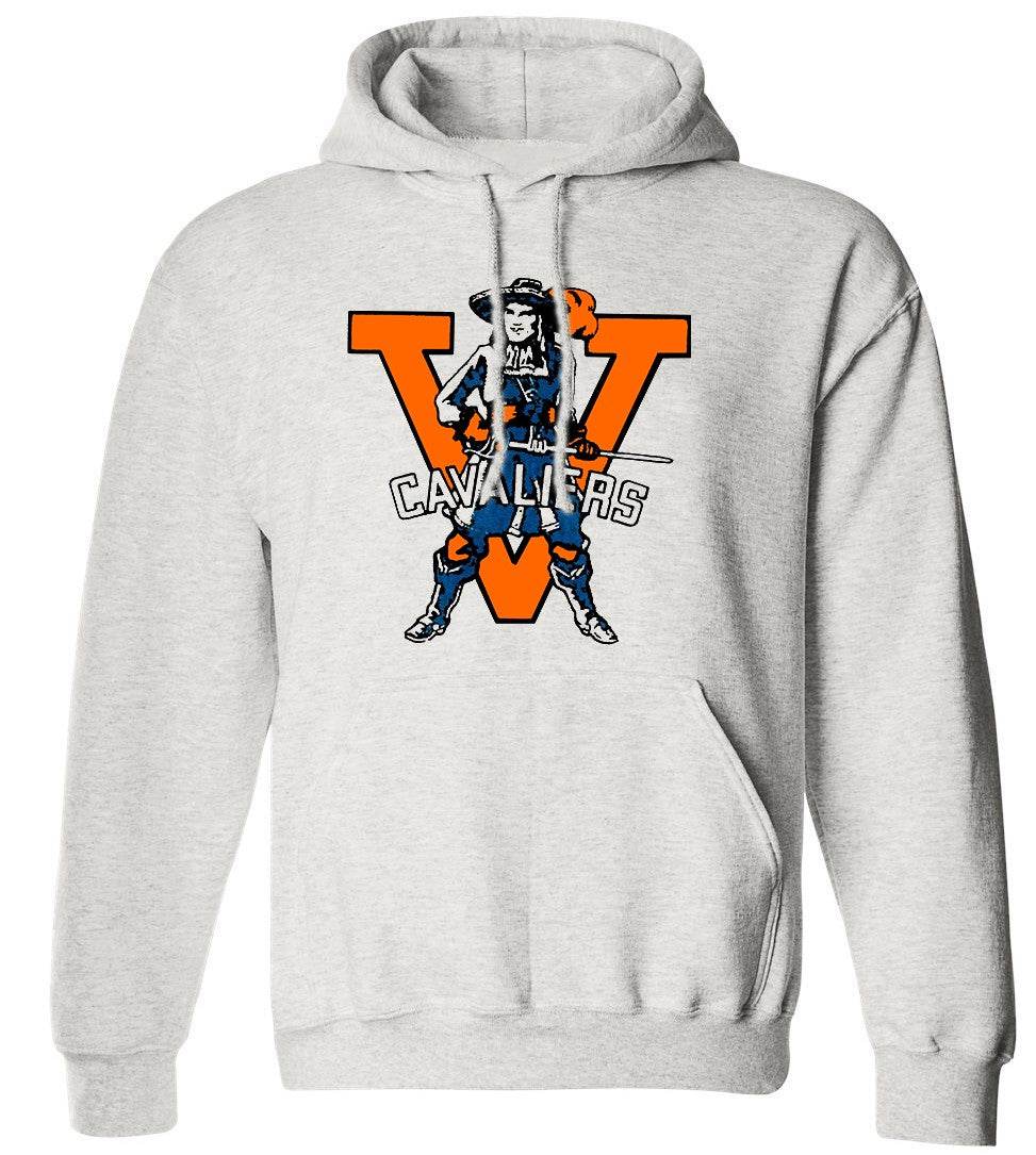 Virginia Cavs Vintage Booster Club sweatshirt in grey with logo, crewneck or hoody style.
