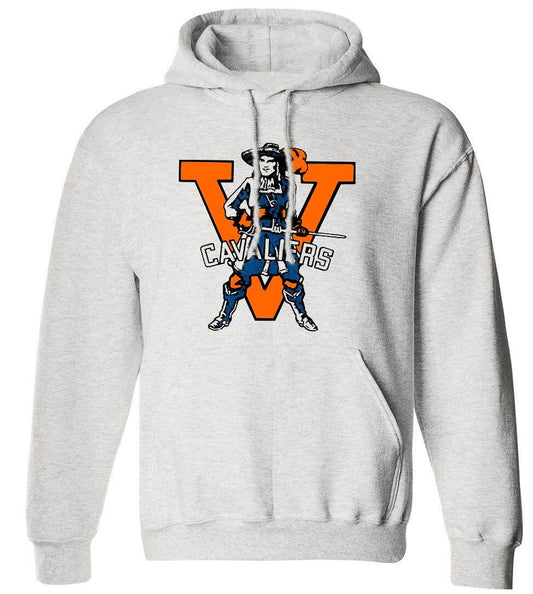 Virginia Cavs Vintage Booster Club sweatshirt in grey with logo, crewneck or hoody style.