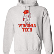 Virginia Tech vintage sweatshirt in Old Skool Grey with logo, unisex sizes, crewneck or hoody options.