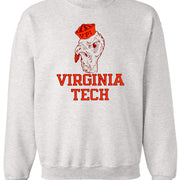 Virginia Tech Vintage Booster Club Sweatshirt in Old Skool Grey with retro design.