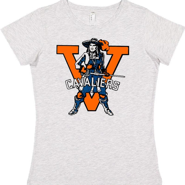 Virginia Cavs Vintage Booster Club Tee in Old Skool Grey with Cavaliers logo.