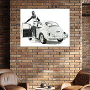 Wilt Chamberlain VW Beetle Stretched Canvas Poster