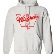 Wisconsin Football Vintage 1937 Booster Club sweatshirt in Old Skool Grey, featuring heavyweight cotton fleece and classic design.