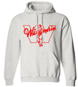 Wisconsin Football Vintage 1937 Booster Club sweatshirt in Old Skool Grey, featuring heavyweight cotton fleece and classic design.