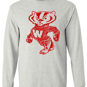 Wisconsin Badgers Vintage Booster Club tee in Old Skool Grey with Bucky Badger design.