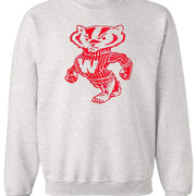 Wisconsin Vintage Booster Club grey sweatshirt with red Badger design.