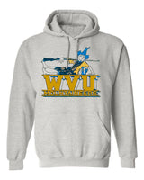 West Virginia Vintage Mountaineers grey sweatshirt with hood and pouch pockets.