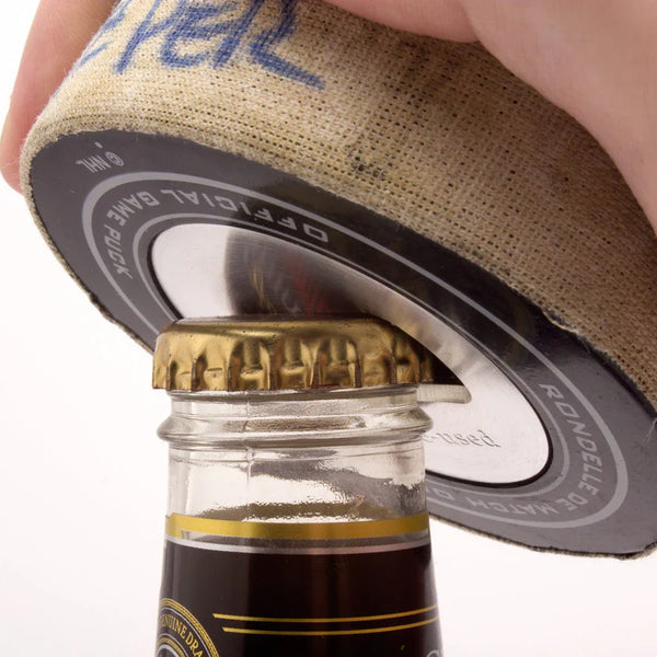 Boston Bruins Game Used Puck Bottle Opener - RetroSportCo