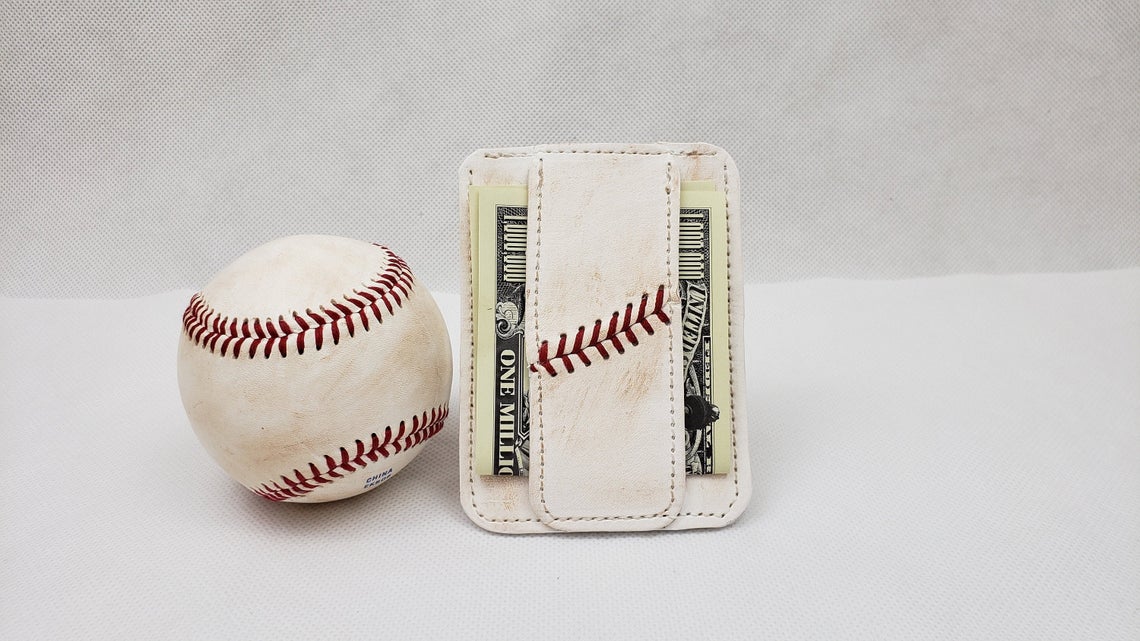 New York Yankees Game Used Baseball Money Clip Wallet